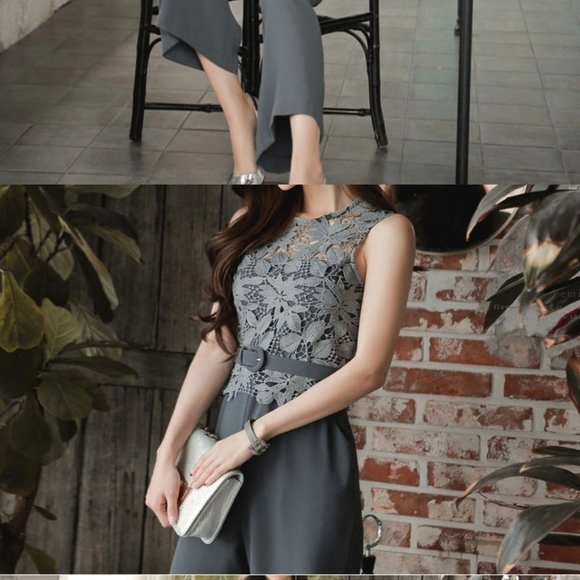 Yesstyle Aurora lace panel wide leg jumpsuit - Picture 4 of 6